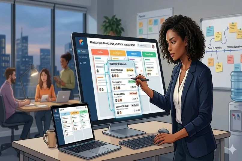 Task and subtask management with priority tracking
